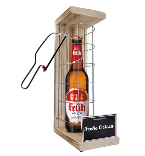 Früh Kölsch Ostern GeschenkeFrüh Kölsch - Eiserne Reserve Gitterkäfig Bier Biergeschenk s/w Frohe Ostern Bier (1 x 0.5 l) von Genial-Anders