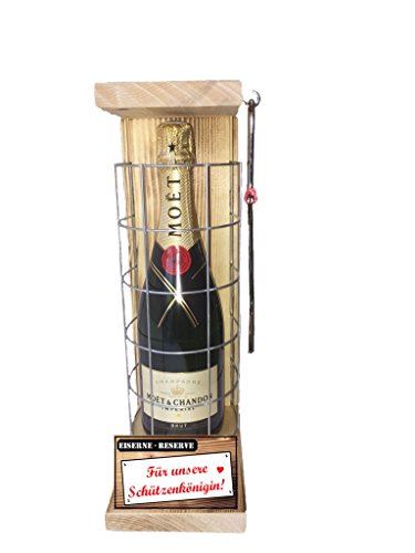 Moet Schützenkönigin Geschenk - Geschenk für Schützenkönigin Eiserne Reserve Gitter incl. Notsäge Text rot: Für unsere Schützenkönigin Champagner (1 x 0.75 l) von Genial-Anders