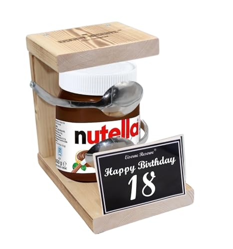 Geschenk 18 Geburtstag Geschenk - Eiserne Reserve Löffel Nutella - lustiges Geschenkidee Geschenkset für Schokoladen Liebhaber -s- HB 18 Geburtstag von Genial-Anders