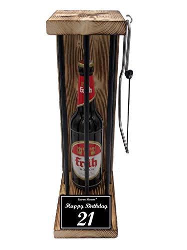 Früh Kölsch - Biergeschenke für Männer lustig 21 Geburtstag Geschenke Eiserne Reserve Black Edition Text s/w Happy Birthday 21 Geburtstag Bier (1 x 0.5 l) von Genial-Anders