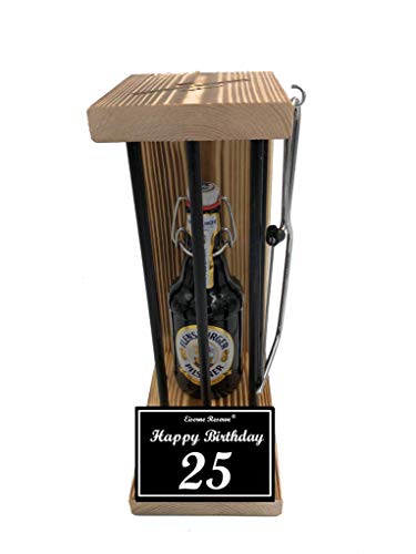 Flensburger Pils - Biergeschenke für Männer lustig 25 Geburtstag Eiserne Reserve Black Edition Text s/w Happy Birthday 25 Geburtstag Bier (1 x 0.33l) von Genial-Anders