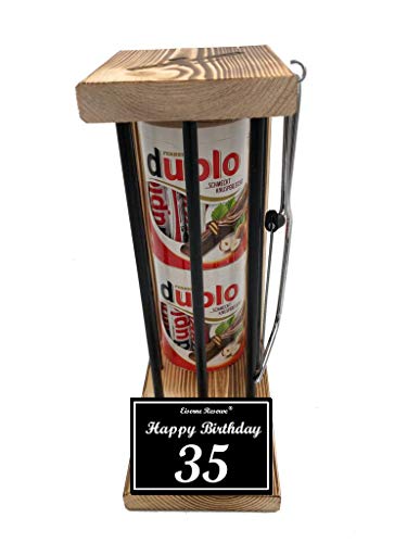 Happy Birthday 35 Geburtstag - Eiserne Reserve Black Edition - duplo Riegel - incl. Säge - 35 Geburtstag Geschenk Idee für Männer & Frauen Geschenke zum 35 Geburtstag von Genial-Anders