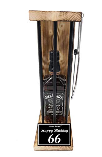 Whiskey J.Daniel Geschenk 66 Geburtstag Geschenkset Eiserne Reserve Black Edition - Text s/w Happy Birthday 66 Geburtstag Bourbon Whisky (1 x 0.70 l) von Genial-Anders