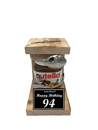 * Happy Birthday 94 Geburtstag - Die Eiserne Reserve ® Löffel mit Nutella 450g Glas - Das ausgefallene originelle lustige Geschenk - Die Nutella - Geschenkidee von Genial-Anders