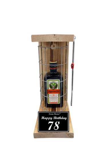 Jägermeister Geschenkee 78 Geburtstag Mann und Frau - Eiserne Reserve Gitterkäfig Text s/w 78 Happy Birthday Geschenkidee Kräuter Likör (1 x 0.35 l) von Genial-Anders