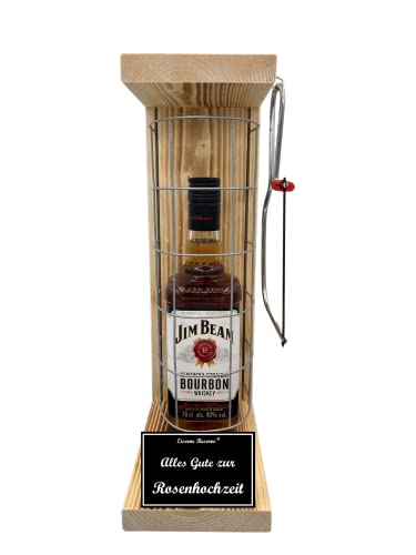 Jim Beam Geschenk zur Rosenhochzeit Eiserne Reserve Gitterkäfig Text s/w Alles Gute zur Rosenhochzeit - Spirituosen Geschenkverpackung Bourbon Whisky (1 x 0.70 l) von Genial-Anders
