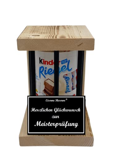 Kinder Riegel - Notfall Geschenk - Black Edition - Herzlichen Glückwunsch zur Meisterprüfung - Meisterprüfung Geschenk - süße lustige Geschenke aus Holz Männer Frauen von Genial-Anders