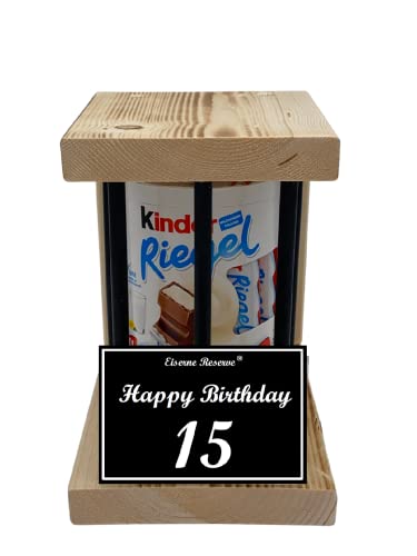 Kinder Riegel - Notfall Reserve - Black Edition - (10 x 21 g) Happy Birthday 15 - Geschenk zum 15. Geburtstag von Genial-Anders