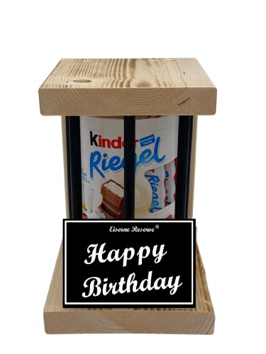 Kinder Riegel - Notfall Reserve - Black Edition - Happy Birthday - Geburtstag Geschenk - Die süße lustige Geschenkidee aus Holz für Männer und Frauen von Genial-Anders