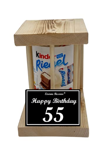 Kinder Riegel - Notfall Reserve - Holzstäbe - (10 x 21 g) Happy Birthday 55 - Geschenk zum 55. Geburtstag von Genial-Anders