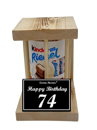 Kinder Riegel - Notfall Reserve - Holzstäbe - (10 x 21 g) Happy Birthday 74 - Geschenk zum 74. Geburtstag von Genial-Anders
