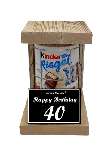 Kinder Riegel - Notfall Reserve - Metallgitter - (10 x 21 g) Happy Birthday 40 - Geschenk zum 40. Geburtstag von Genial-Anders