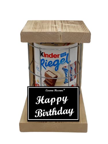 Kinder Riegel - Notfall Reserve - Metallgitter - Happy Birthday - Geburtstag Geschenk - Die süße lustige Geschenkidee aus Holz für Männer und Frauen von Genial-Anders