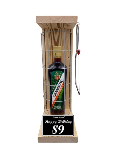 Kuemmerling Geschenk 89 Geburtstag Mann und Frau - Kuemmerling Eiserne Reserve Gitter Geschenkidee Text s/w 89 Happy Birthday Kräuter Likör (1 x 0.50 l) von Genial-Anders