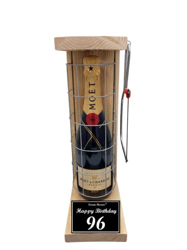 Moet Geschenkverpackung Geschenkset 96 Geburtstag Mann und Frau - Moet Eiserne Reserve Gitterkäfig incl. Notsäge Text s/w 96 Happy Birthday Champagner (1 x 0.75 l) Moet Geschenkverpackung Geschenkset 96 Geburtstag Mann und Frau - Moet Eiserne Reserve Gitterkäfig incl. Notsäge Text s/w 96 Happy Birthday Champagner (1 x 0.75 l) von Genial-Anders