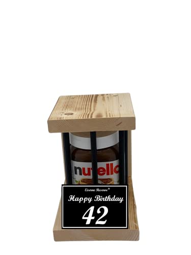 Nutella - Notfall Reserve - Black Edition - Nutella Glas (1 x 450 g) Happy Birthday 42 - Geschenk zum 42. Geburtstag von Genial-Anders