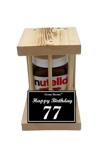 Nutella - Notfall Reserve - Holzstäbe - Nutella Glas (1 x 450 g) Happy Birthday 77 - Geschenk zum 77. Geburtstag von Genial-Anders