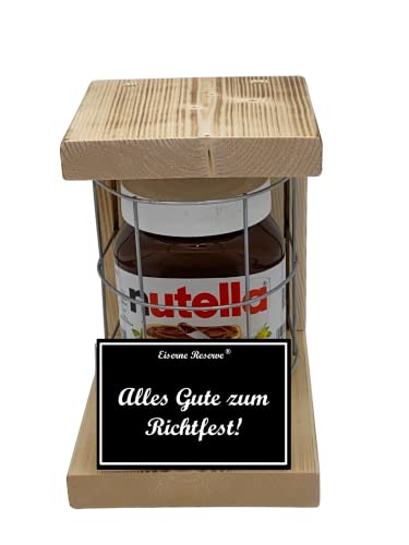 Nutella - Notfall Reserve - Metallgitter - Alles Gute zum Richtfest - Alles Gute zum Richtfest Geschenk - Die Nutella Geschenkidee mit Holz für Männer und Frauen von Genial-Anders