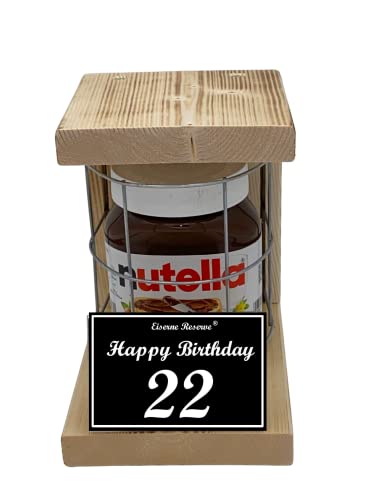 Nutella - Notfall Reserve - Metallgitter - Nutella Glas (1 x 450 g) Happy Birthday 22 - Geschenk zum 22. Geburtstag von Genial-Anders