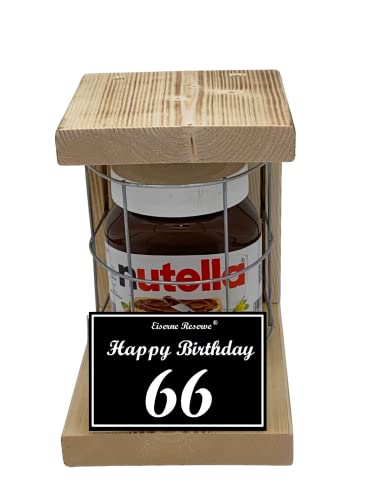 Nutella - Notfall Reserve - Metallgitter - Nutella Glas (1 x 450 g) Happy Birthday 66 - Geschenk zum 66. Geburtstag von Genial-Anders