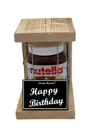 Nutella - Notfall Reserve - Metallgitter - Happy Birthday - Geburtstag Geschenk - Die Nutella Geschenkidee mit Holz für Männer und Frauen von Genial-Anders