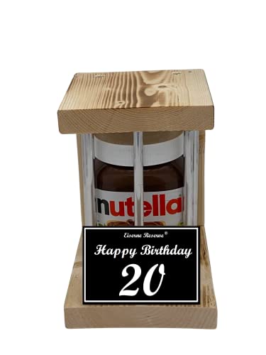 Nutella - Notfall Reserve Metallstäbe - Nutella Glas (1 x 450 g) Happy Birthday 20 - Geschenk zum 20. Geburtstag von Genial-Anders