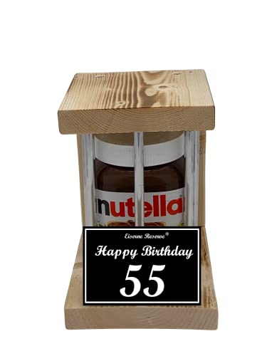 Nutella - Notfall Reserve Metallstäbe - Nutella Glas (1 x 450 g) Happy Birthday 55 - Geschenk zum 55. Geburtstag von Genial-Anders