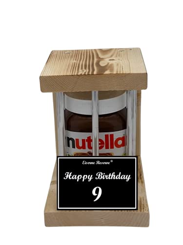 Nutella - Notfall Reserve Metallstäbe - Nutella Glas (1 x 450 g) Happy Birthday 9 - Geschenk zum 9. Geburtstag von Genial-Anders
