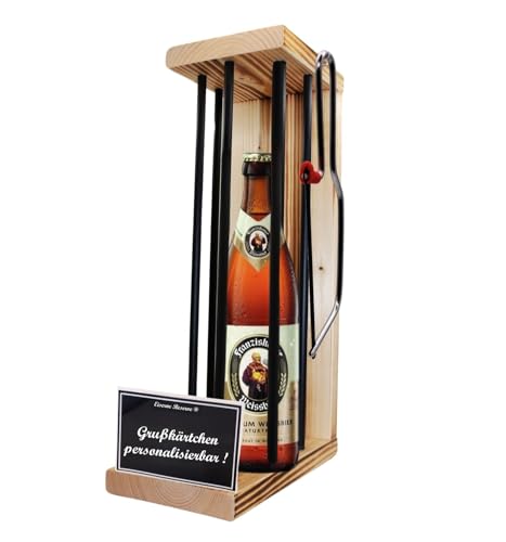 Personalisierte Geschenke für Männer Frauen - Eiserne Reserve Black Edition Franziskaner Weissbier Bier (1 x 0.5 l) incl. Notsäge - Papa Mama Geburtstag Hochzeit von Genial-Anders