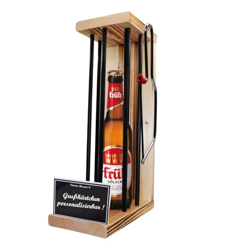 Personalisierte Geschenke für Männer Frauen Geschenkidee - Eiserne Reserve Black Edition Früh Kölsch Bier (1 x 0.5 l) incl. Notsäge - Papa Mama Geburtstag Hochzeit von Genial-Anders