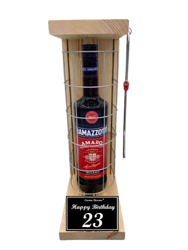 Ramazzotti Geschenk 23 Geburtstag - Eiserne Reserve Gitterkäfig Text s/w 23 Happy Birthday Kräuterlikör (1 x 0.70 l) von Genial-Anders