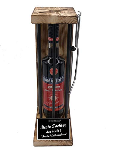 Weihnachten Geschenk Tochter Ramazzotti Eiserne Reserve Black Edition incl. Notsäge Text s/w Beste Tochter der Welt Frohe Weihnachten Kräuterlikör (1 x 0.70 l) von Genial-Anders