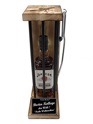 Weihnachten Geschenk für Kollege Jim Beam Eiserne Reserve Black Edition incl. Notsäge Text s/w Bester Kollege der Welt Frohe Weihnachten Bourbon Whisky (1 x 0.70 l) von Genial-Anders
