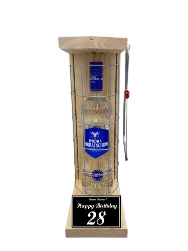 Wodka Gorbatschow Geschenk 28 Geburtstag Eiserne Reserve Gitterkäfig Geschenkset Text s/w 28 Happy Birthday Vodka (1 x 0.70 l) von Genial-Anders