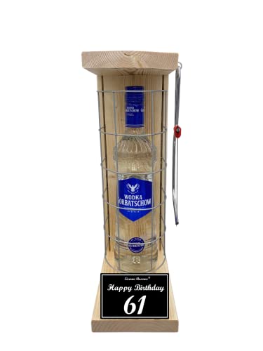 Wodka Gorbatschow Geschenk 61 Geburtstag Eiserne Reserve Gitterkäfig Text s/w 61 Happy Birthday Vodka (1 x 0.70 l) von Genial-Anders