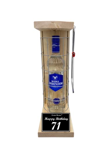 Wodka Gorbatschow Geschenk 71 Geburtstag Eiserne Reserve Gitterkäfig Geschenkset Text s/w 71 Happy Birthday Vodka (1 x 0.70 l) von Genial-Anders