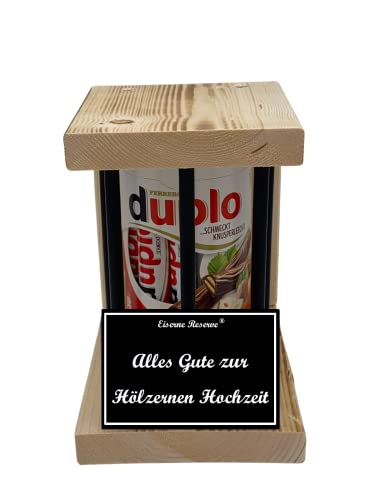 duplo Riegel - Notfall Reserve - Black Edition - Alles Gute zur Hölzernen Hochzeit - Hölzernen Hochzeit Geschenk - süße lustige Geschenkideen aus Holz für Männer Frauen von Genial-Anders