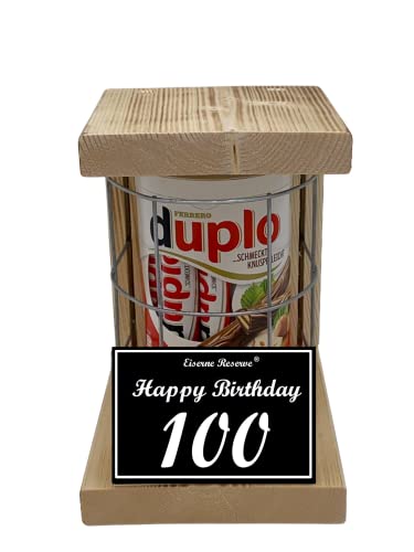 duplo Riegel - Notfall Reserve - Metallgitter - (10 x 18,2 g) Happy Birthday 100 - Geschenk zum 100. Geburtstag von Genial-Anders