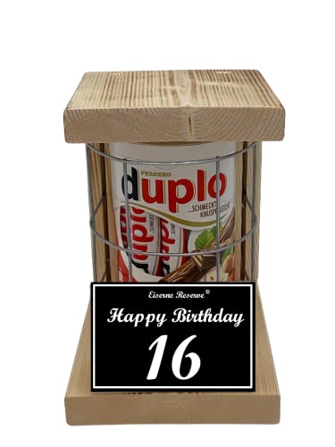 duplo Riegel - Notfall Reserve - Metallgitter - (10 x 18,2 g) Happy Birthday 16 - Geschenk zum 16. Geburtstag von Genial-Anders