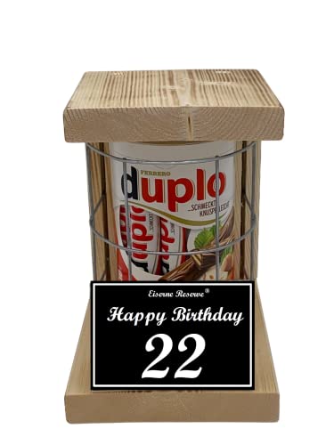 duplo Riegel - Notfall Reserve - Metallgitter - (10 x 18,2 g) Happy Birthday 22 - Geschenk zum 22. Geburtstag von Genial-Anders