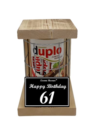 duplo Riegel - Notfall Reserve - Metallgitter - (10 x 18,2 g) Happy Birthday 61 - Geschenk zum 61. Geburtstag von Genial-Anders