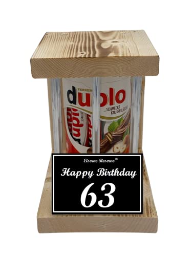 duplo Riegel - Notfall Reserve Metallstäbe - (10 x 18,2 g) Happy Birthday 63 - Geschenk zum 63. Geburtstag von Genial-Anders