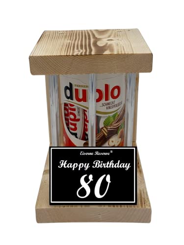 duplo Riegel - Notfall Reserve Metallstäbe - (10 x 18,2 g) Happy Birthday 80 - Geschenk zum 80. Geburtstag von Genial-Anders