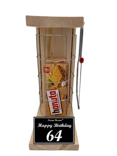 hanuta Geschenk 64 Geburtstag Geschenke - hanuta Eiserne Reserve Gitterkäfig incl. Säge - witzige lustige Geschenk-Idee für Männer und Frauen -s- 64 Happy Birthday von Genial-Anders