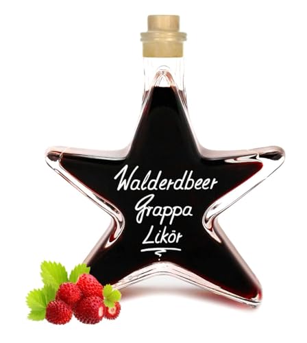 10x Walderdbeer Grappa Likör 200 ml Sternflasche mit wunderbarer Duft- & Fruchtnote 18% Vol. von Geniess-Bar!