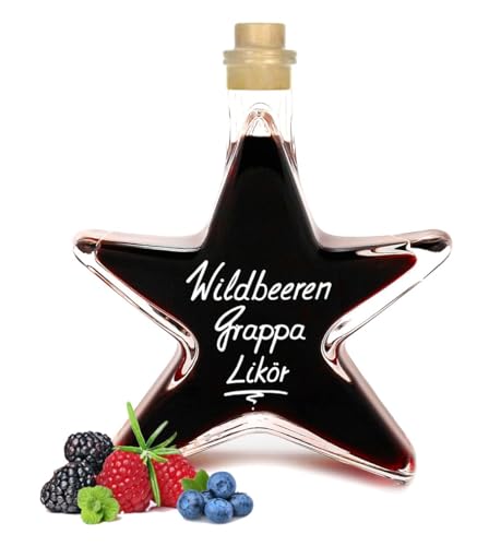 5x Wildbeeren Grappa Likör Sternflasche 0,2 L beeindruckend aromatisch & opulent 20% Vol. Mengenrabatt Stern Flasche Geschenk 5x 200ml von Geniess-Bar!