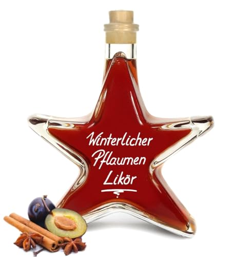 5x Winterlicher Pflaumen Likör 0,2 L Sternflasche aromatisch saftig & lecker 20% Vol. Stern Flasche 5x 200ml Geschenkflasche von Geniess-Bar!