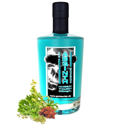 Absinth Arctic Blue 0,5L Eisbonbon - 55% Vol - Mit maximal erlaubten Thujon 35mg/L von Geniess-Bar!