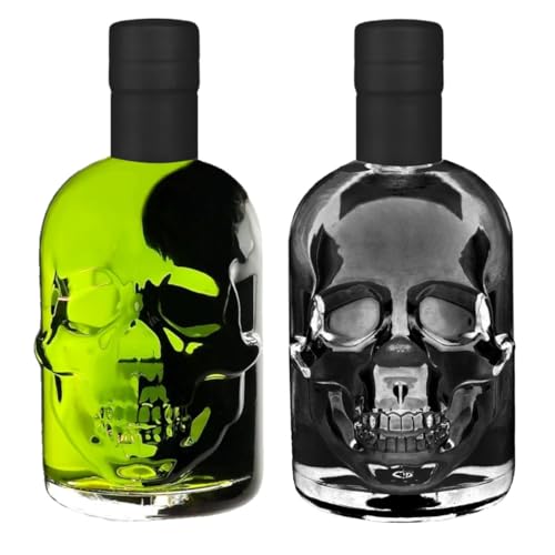 Absinth Skull Totenkopf Grün & Schwarz Mit maximal erlaubtem Thujon 35 mg/L 2x0,5L 55% Vol von Geniess-Bar!