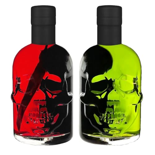 Absinth Skull Totenkopf Rot & Grün Mit max. erlaubtem Thujon 35mg/L 2x0,5L 55% Vol von Geniess-Bar!